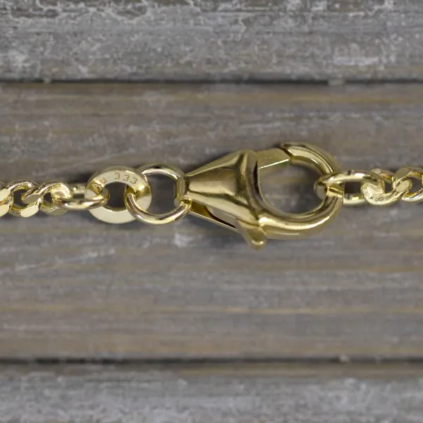 Goldkette als Panzerkette flach 1.1 Höhe in Gelbgold 333 / 8K, 75 cm lang, 2,4 mm breit, Gewicht ca. 11.7 g.