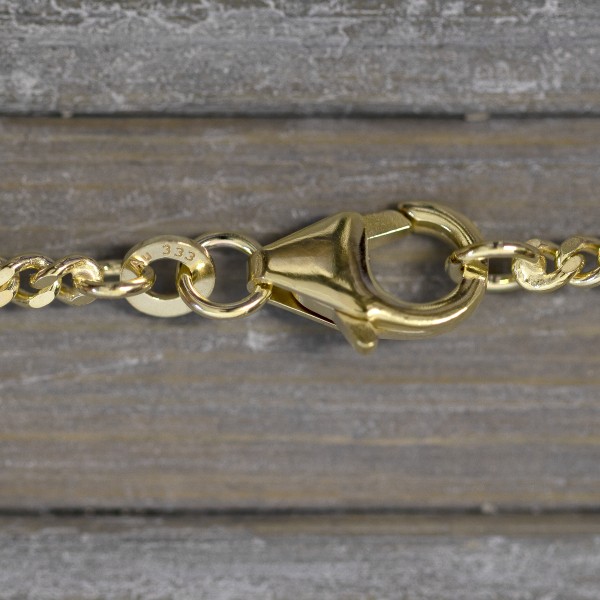 Goldkette als Panzerkette flach 1.1 Höhe in Gelbgold 333 / 8K, 85 cm lang, 2,4 mm breit, Gewicht ca. 13.3 g.