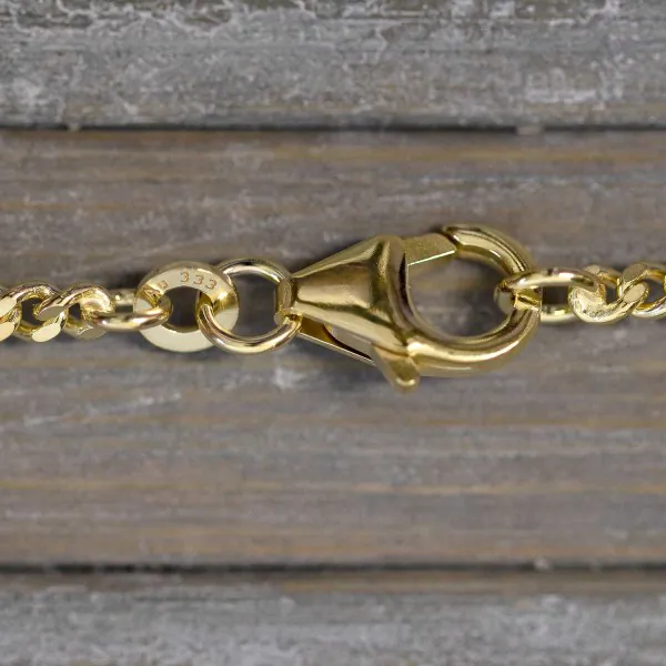 Goldkette als Panzerkette flach 1,1 Höhe in Gelbgold 333 / 8K, 55 cm lang, 2,4 mm breit, Gewicht ca. 8.7 g.