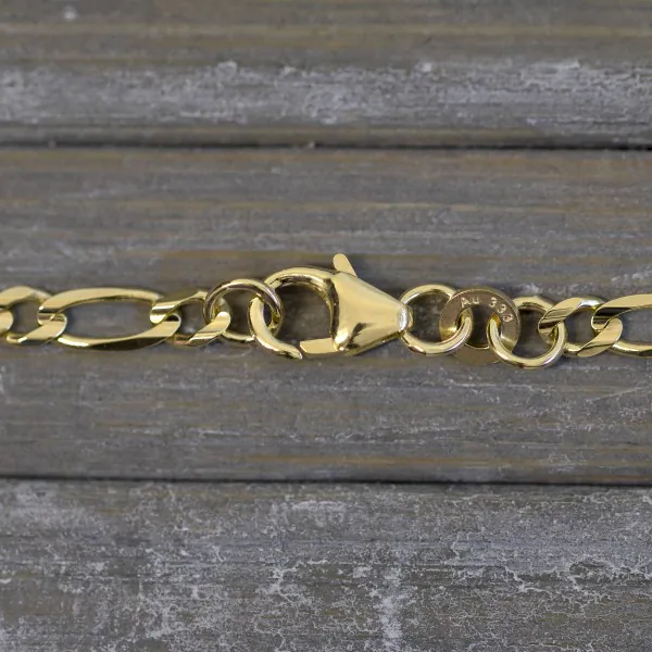 Armband als Figarokette in Gelbgold 333 / 8K, 19 cm lang, 3,1 mm breit, Gewicht ca. 2.4 g.