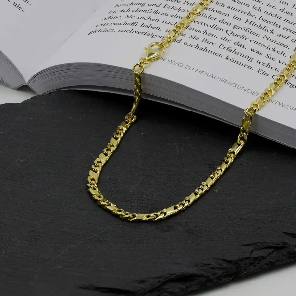 Goldkette als Dollarkette in Gelbgold 333 / 8K, 45 cm lang, 3,7 mm breit, Gewicht ca. 16.8 g.