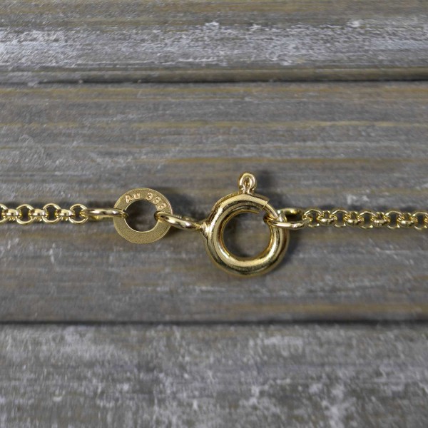 Goldkette als Erbskette in Gelbgold 333 / 8 Karat, 36 cm lang, 1.5 mm breit, Gewicht ca. 2.7 g.