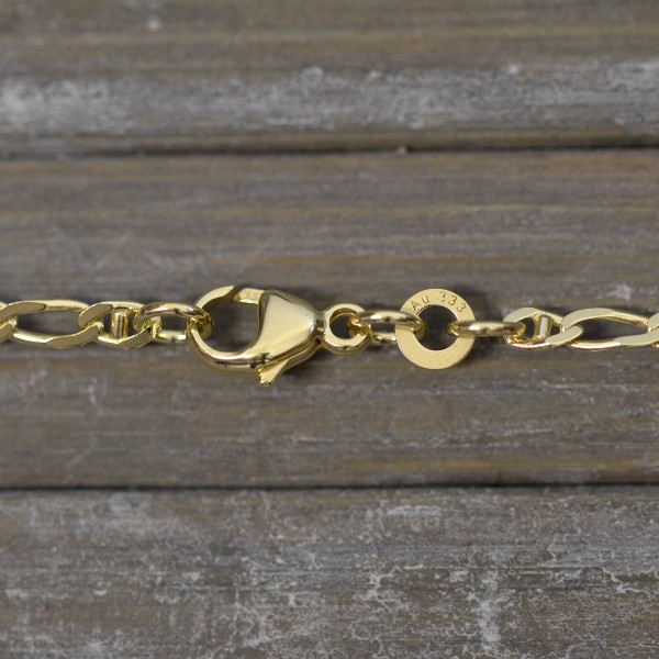 Goldkette als Panzerstegkette in Gelbgold 333 / 8K, 90 cm lang, 2,5 mm breit, Gewicht ca. 7.8 g.