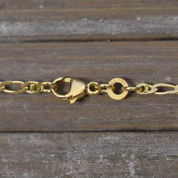 Goldkette als Panzerstegkette in Gelbgold 333 / 8K, 50 cm lang, 2,5 mm breit, Gewicht ca. 4.6 g.