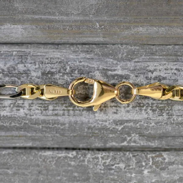 Goldkette als Panzerstegkette Bicolor in Gelbgold / Weißgold 333 / 8K, 55 cm lang, 2,5 mm breit, Gewicht ca. 5.3 g.