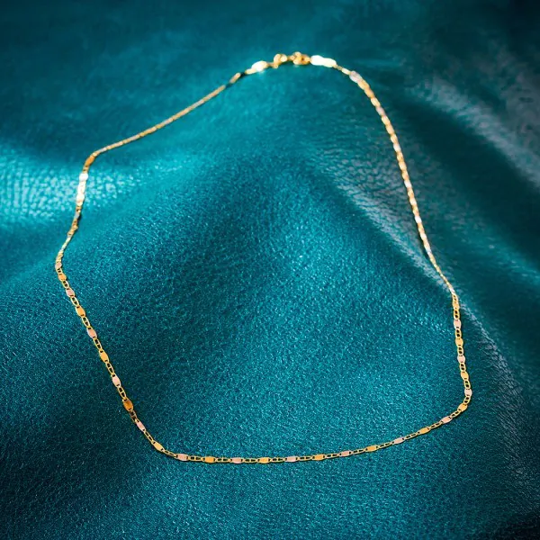 Goldkette als Panzerstegkette in Bicolor Gelbgold / Weißgold 333 / 8K, 50 cm lang, 2,1 mm breit, Gewicht ca. 2 g.