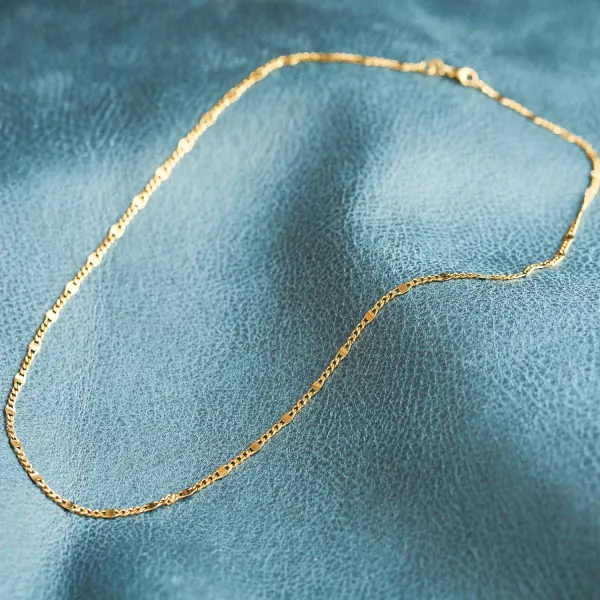 Goldkette als Panzerstegkette in Gelbgold 585 / 14K, 75 cm lang, 3,1 mm breit, Gewicht ca. 8.3 g.