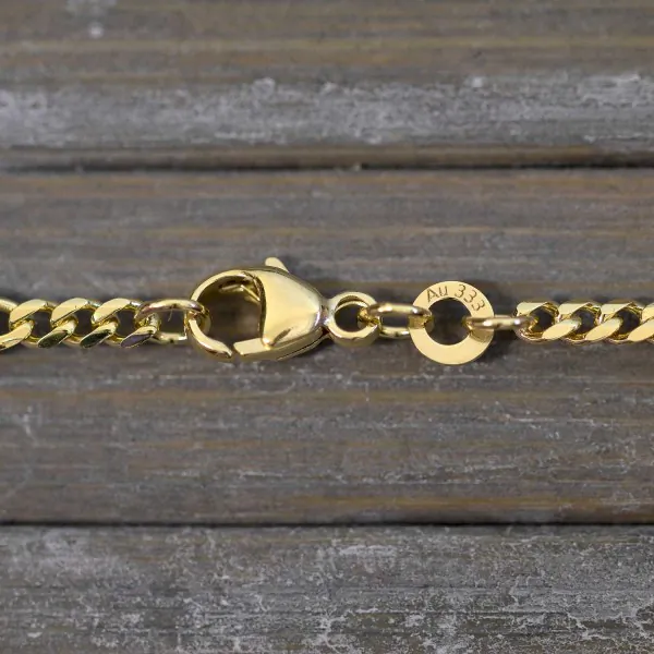 Goldkette als Panzerstegkette in Gelbgold 333 / 8K, 42 cm lang, 3,1 mm breit, Gewicht ca. 3.9 g.