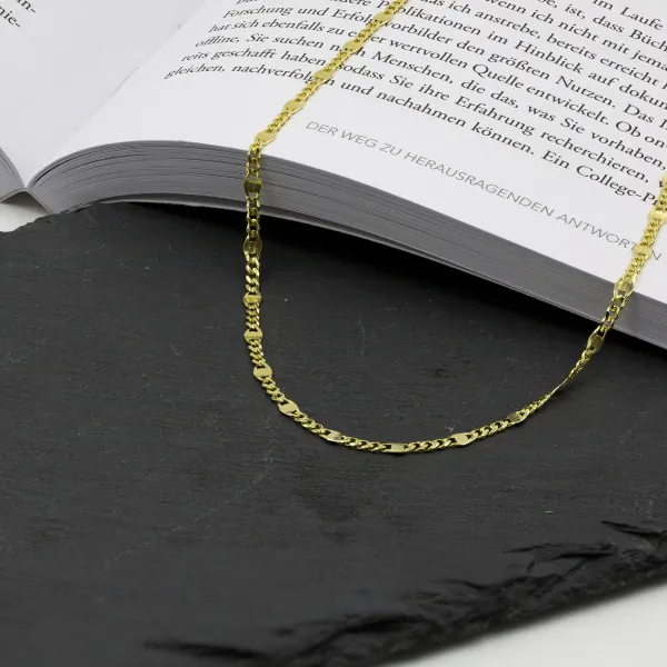 Goldkette als Panzerstegkette in Gelbgold 585 / 14K, 75 cm lang, 3,1 mm breit, Gewicht ca. 8.3 g.