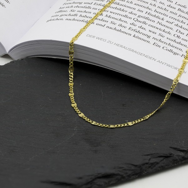 Goldkette als Panzerstegkette in Gelbgold 585 / 14K, 95 cm lang, 3,1 mm breit, Gewicht ca. 10.5 g.