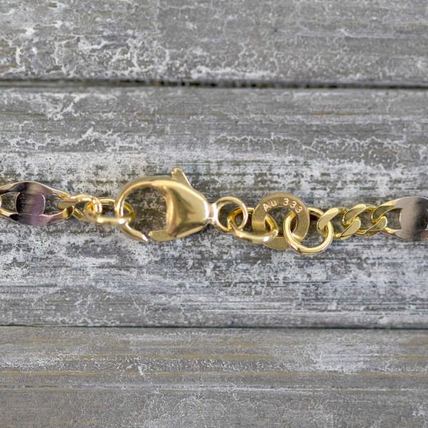 Goldkette als Panzerstegkette in Bicolor Gelbgold/Weißgold 333 / 8K, 50 cm lang, 3,1 mm breit, Gewicht ca. 4.7 g.