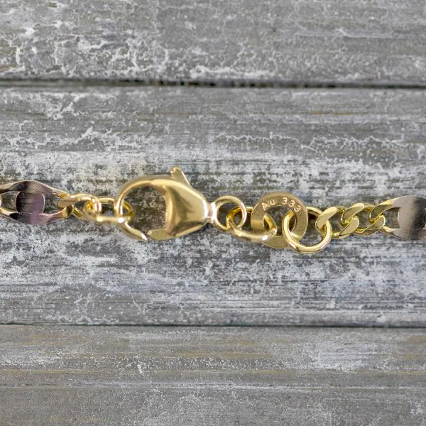 Goldkette als Panzerstegkette in Gelbgold 333 / 8K, 45 cm lang, 3,1 mm breit, Gewicht ca. 4.2 g.
