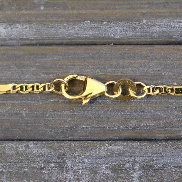 Goldkette als Panzerstegkette in Gelbgold 333 / 8K, 45 cm lang, 1,9 mm breit, Gewicht ca. 3.2 g.