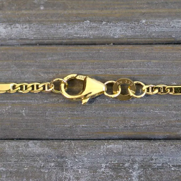 Goldkette als Panzerstegkette in Gelbgold 333 / 8K, 55 cm lang, 1,9 mm breit, Gewicht ca. 3.9 g.