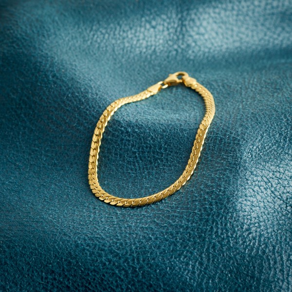 Armband als Panzerkette weit in Gelbgold 333 / 8K, 18,7 cm lang, 3,6 mm breit, Gewicht ca. 5.8 g.