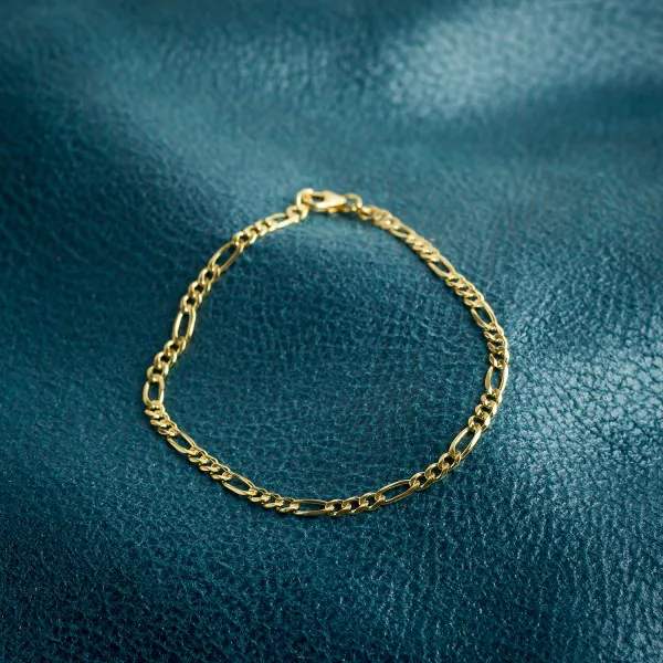 Armband als Figarokette in Gelbgold 333 / 8K, 19 cm lang, 3,1 mm breit, Gewicht ca. 2.4 g.