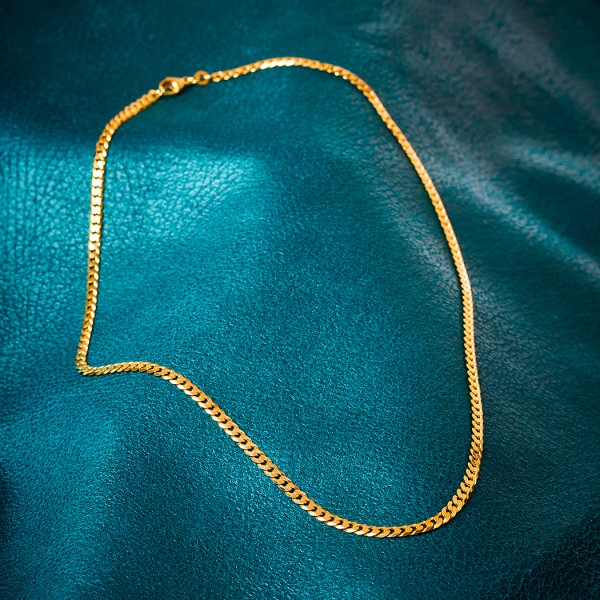 Goldkette als Panzerkette facettiert in Gelbgold 585 / 14K, 70 cm lang, 3,9 mm breit, Gewicht ca. 19.4 g.