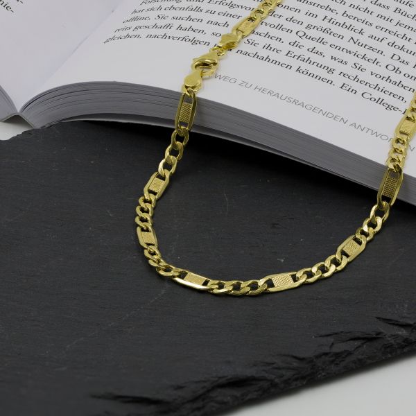 Goldkette als Fantasiekette hohl in Gelbgold 333 / 8K, 60 cm lang, 5,2 mm breit, Gewicht ca. 12 g.