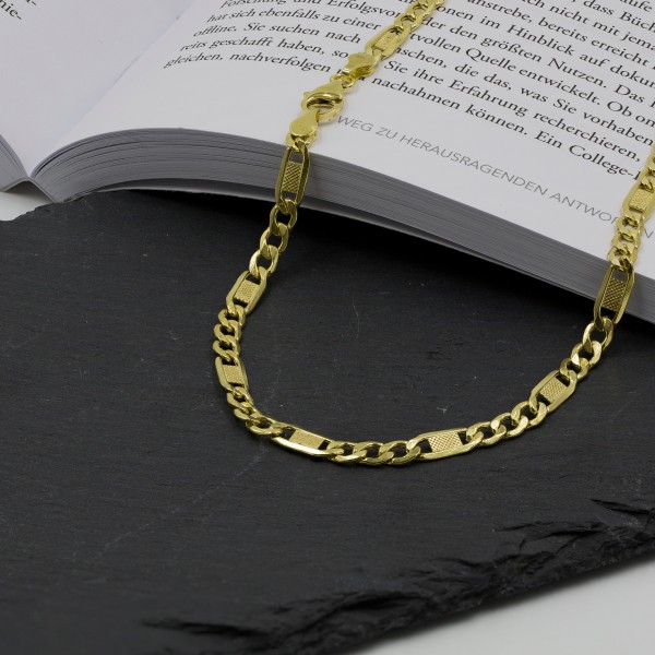 Goldkette als Fantasiekette hohl in Gelbgold 333 / 8K, 40 cm lang, 5,2 mm breit, Gewicht ca. 8.2 g.