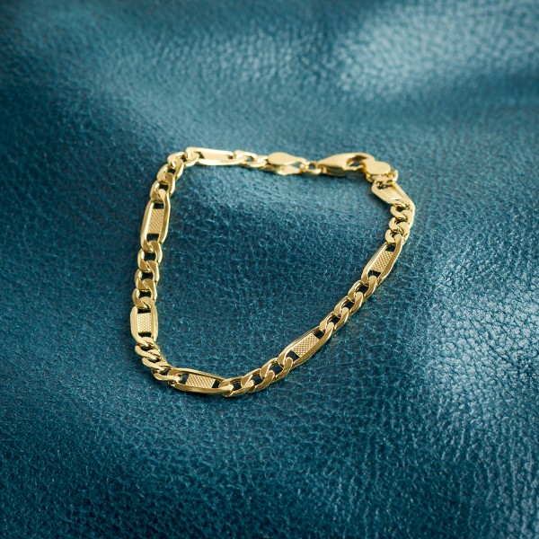 Armband als Fantasiekette Bicolor in Gelbgold / Weißgold 333 / 8K, 19 cm lang, 5,2 mm breit, Gewicht ca. 4 g.