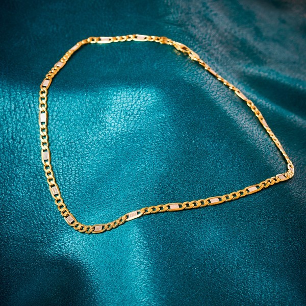 Goldkette als Fantasiekette Bicolor in Gelbgold / Weißgold 333 / 8K, 50 cm lang, 5,2 mm breit, Gewicht ca. 9.7 g.