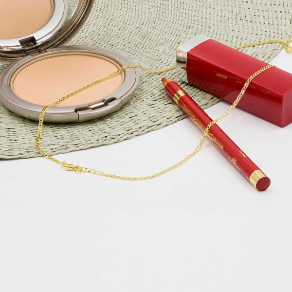 Goldkette als Zwillingspanzerkette in Gelbgold 585 / 14K, 45 cm lang, 2,1 mm breit, Gewicht ca. 3 g.