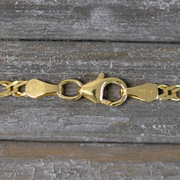 Goldkette als Zwillingspanzerkette in Gelbgold 333 / 8K, 80 cm lang, 2,9 mm breit, Gewicht ca. 7.8 g.