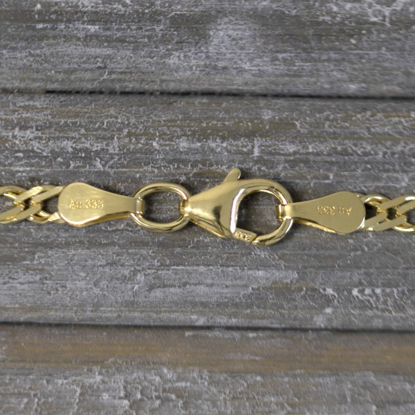 Goldkette als Zwillingspanzerkette in Gelbgold 375 / 9K, 50 cm lang, 2,9 mm breit, Gewicht ca. 4.9 g.