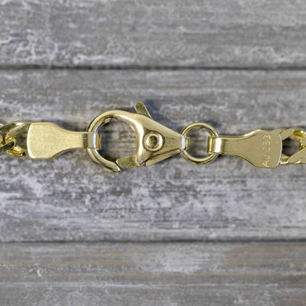 Goldkette als Zwillingspanzerkette in Gelbgold 333 / 8K, 42 cm lang, 3,9 mm breit, Gewicht ca. 7.8 g.