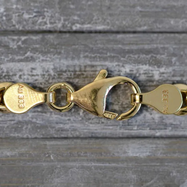 Goldkette als Fantasiekette Bicolor in Gelbgold / Weißgold 333 / 8K, 45 cm lang, 5,2 mm breit, Gewicht ca. 8.5 g.