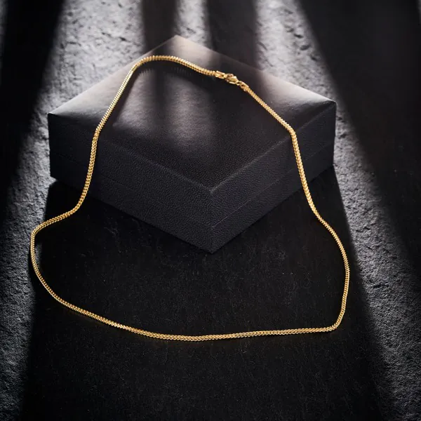 Goldkette als Bingokette in Gelbgold 585 / 14K, 80 cm lang, 1,5 mm breit, Gewicht ca. 12.4 g.