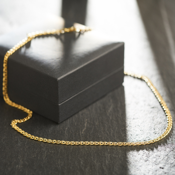 Goldkette als Zwillingspanzerkette in Gelbgold 585 / 14K, 60 cm lang, 3,9 mm Breit, Gewicht ca. 6.0 g.