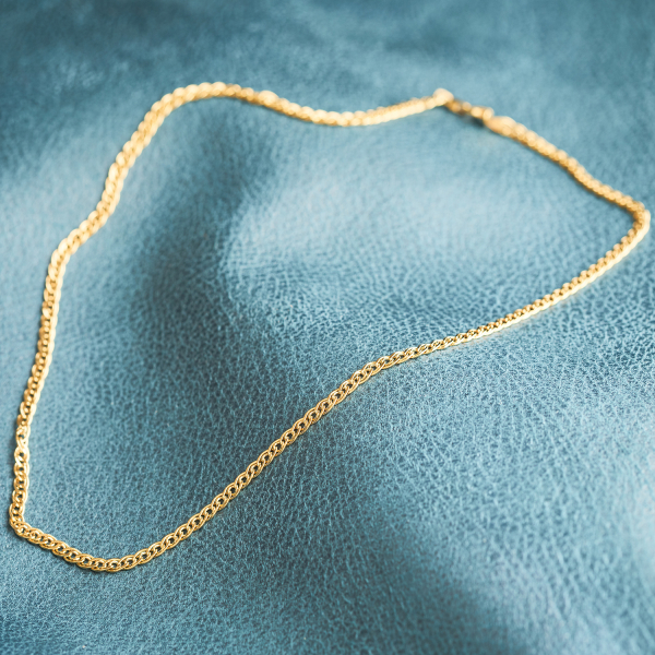 Goldkette als Zwillingspanzerkette in Gelbgold 585 / 14K, 60 cm lang, 3,9 mm Breit, Gewicht ca. 6.0 g.
