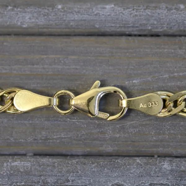 Goldkette als Zwillingspanzerkette in Gelbgold 333 / 8K, 70 cm lang, 3,9 mm breit, Gewicht ca. 6.0 g.