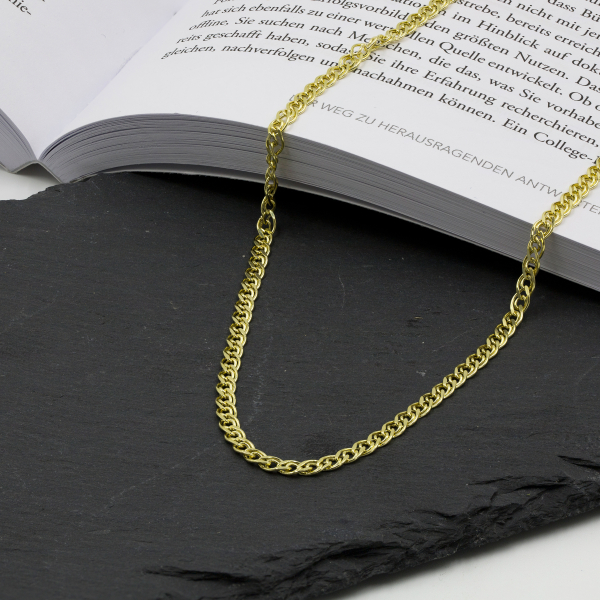 Goldkette als Zwillingspanzerkette in Gelbgold 585 / 14K, 45 cm lang, 3,9 mm Breit, Gewicht ca. 4.5 g.