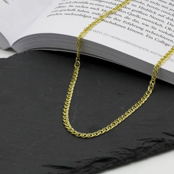 Goldkette als Zwillingspanzerkette in Gelbgold 585 / 14K, 45 cm lang, 3,9 mm Breit, Gewicht ca. 4.5 g.