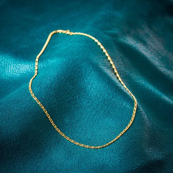 Goldkette als Tigeraugenkette hohl in Gelbgold 585 / 14K, 50 cm lang, 2,5 mm breit, Gewicht ca. 3.6 g.