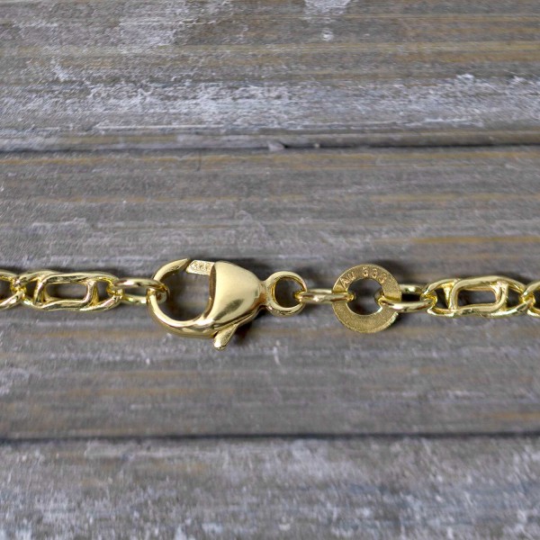Armband als Tigeraugenkette hohl in Gelbgold 333 / 8K, 19 cm lang, 2,5 mm breit, Gewicht ca. 1.3 g.