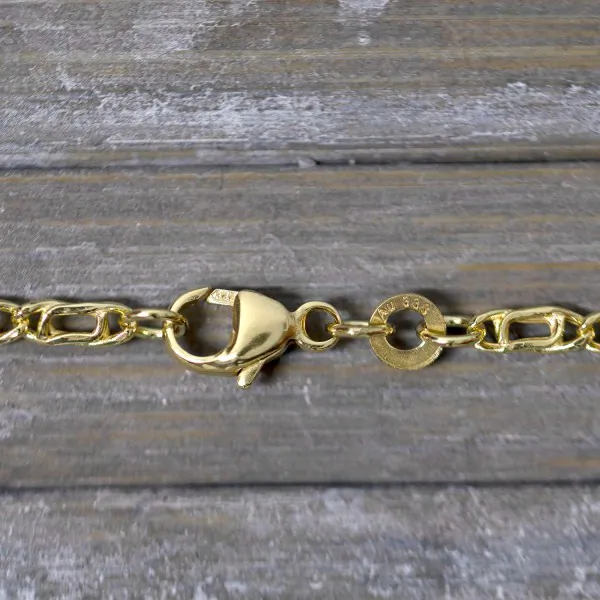Goldkette als Tigeraugenkette hohl in Gelbgold 333 / 8K, 50 cm lang, 2,5 mm breit, Gewicht ca. 2.9 g.