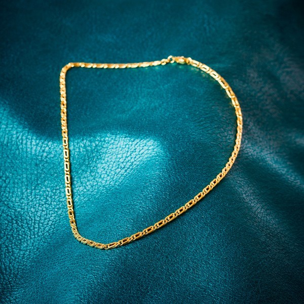 Goldkette als Tigeraugenkette hohl in Gelbgold 585 / 14K, 70 cm lang, 3,8 mm breit, Gewicht ca. 8.8 g.