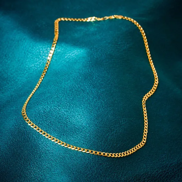 Goldkette als Panzerkette weit in Gelbgold 585 / 14K, 38 cm lang, 3,9 mm breit, Gewicht ca. 7.2 g.