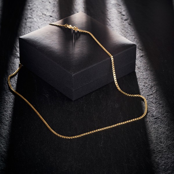 Goldkette als Panzerkette weit in Gelbgold 333 / 8K, 42 cm lang, 2,1 mm breit, Gewicht ca. 3.4 g.
