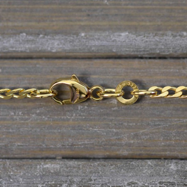 Goldkette als Panzerkette weit in Gelbgold 333 / 8K, 70 cm lang, 2,1 mm breit, Gewicht ca. 5.7 g.