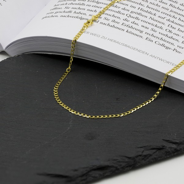 Goldkette als Panzerkette weit in Gelbgold 585 / 14K, 90 cm lang, 2,6 mm breit, Gewicht ca. 7.6 g.