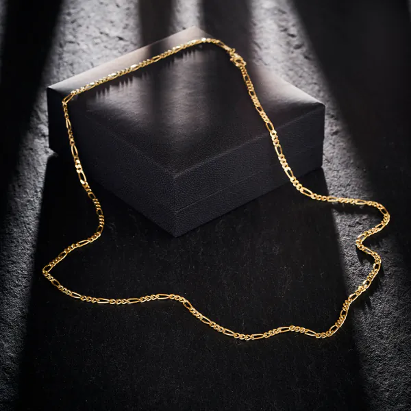 Goldkette als Figarokette diamantiert Gliederung 3+1 in Gelbgold 585 / 14K, 50 cm lang, 2,8 mm breit, Gewicht ca. 9.8 g.