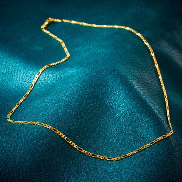 Goldkette als Figarokette diamantiert Gliederung 3+1 in Gelbgold 585 / 14K, 45 cm lang, 2,8 mm breit, Gewicht ca. 8.9 g.