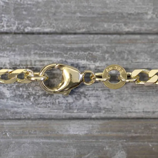 Goldkette als Figarokette diamantiert in Gelbgold 333 / 8K, 42 cm lang, 3,4 mm breit, Gewicht ca. 9 g.