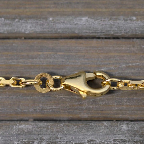 Goldkette als Ankerkette diamantiert in Gelbgold 333 / 8K, 50 cm lang, 2 mm breit, Gewicht ca. 9.2 g.