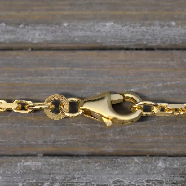 Goldkette als Ankerkette diamantiert in Gelbgold 333 / 8K, 60 cm lang, 2 mm breit, Gewicht ca. 10.7 g.