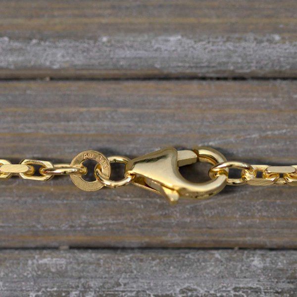 Goldkette als Ankerkette diamantiert in Gelbgold 333 / 8K, 80 cm lang, 2 mm breit, Gewicht ca. 14.2 g.